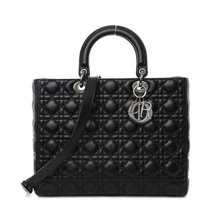Christian Dior Lambskin Cannage Large Lady Dior Black 1 of 10