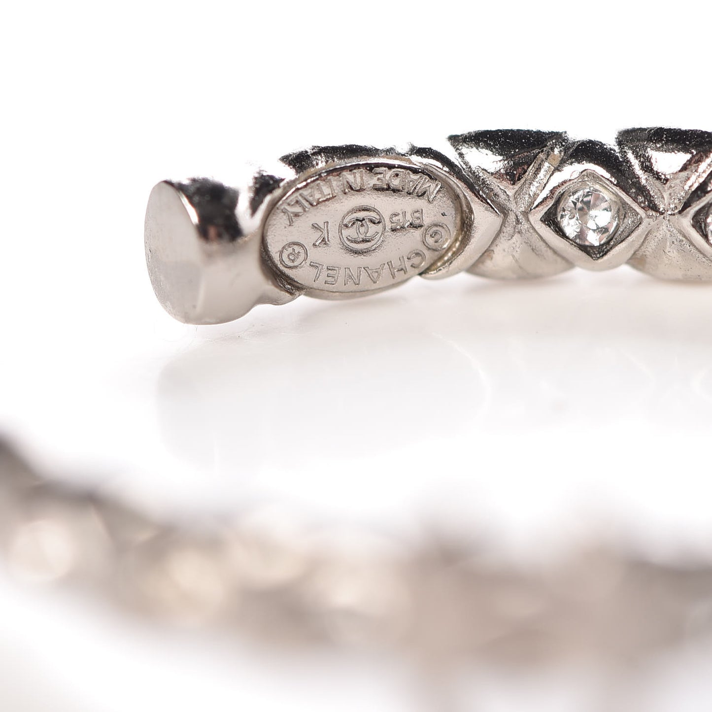 Crystal CC Hoop Earrings Silver