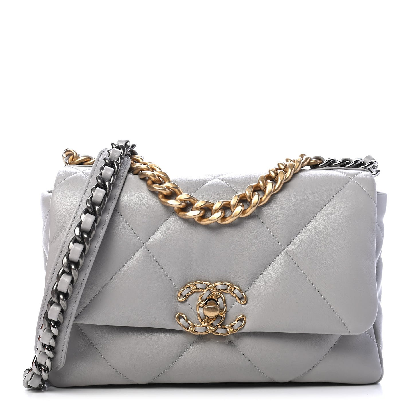 Lambskin Quilted Medium Chanel 19 Flap Grey