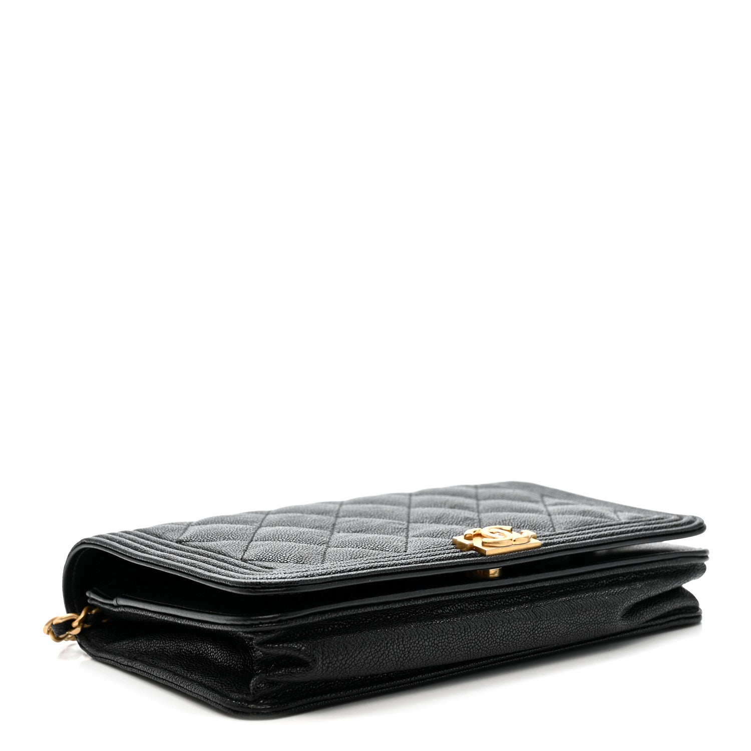 Chanel Caviar Quilted Boy Wallet On Chain WOC Black 4 of 12