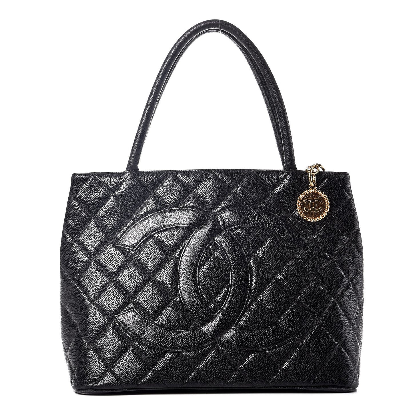 Caviar Quilted Medallion Tote Black