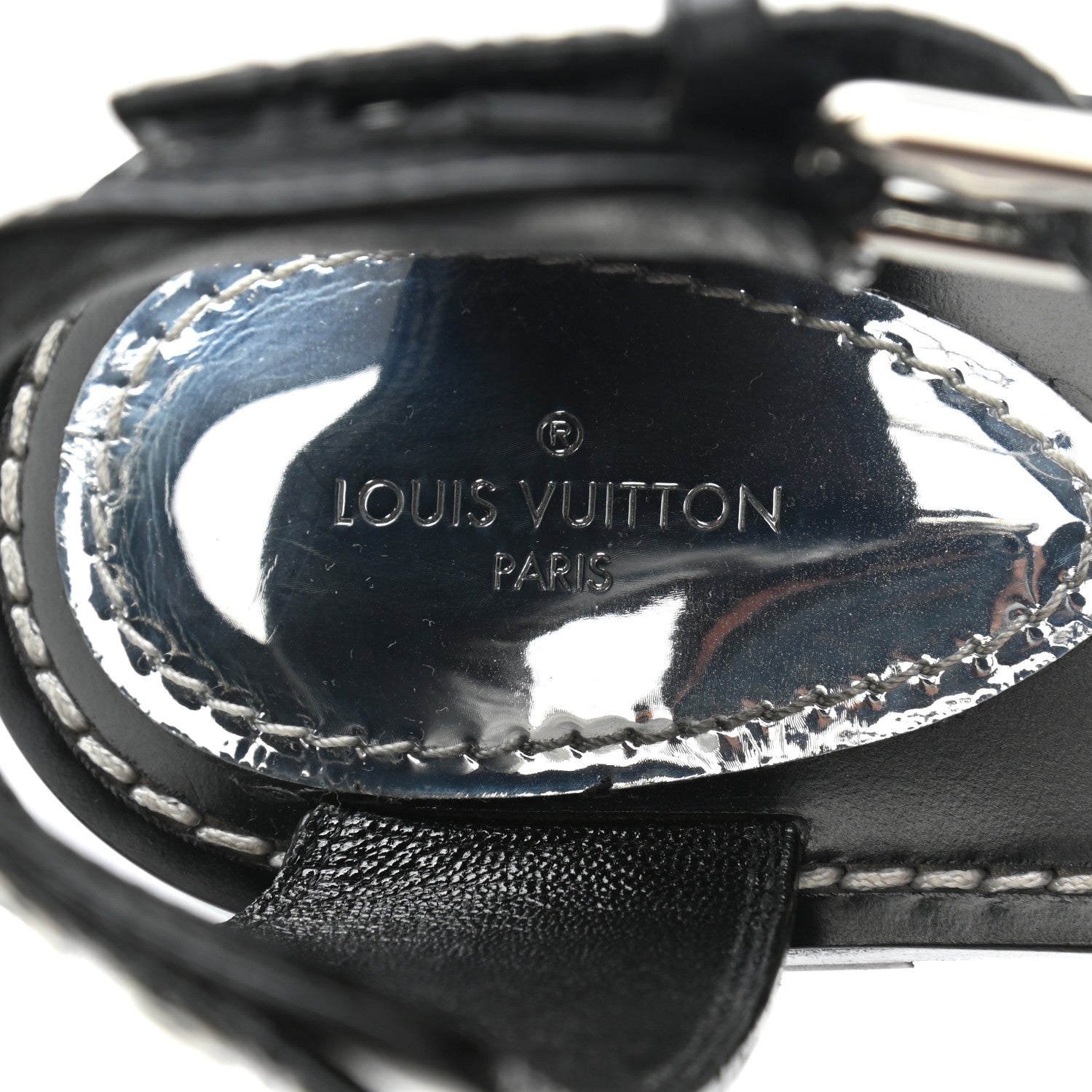 Louis Vuitton Calfskin Monogram Passenger Flat Sandals 37.5 Black 7 of 8