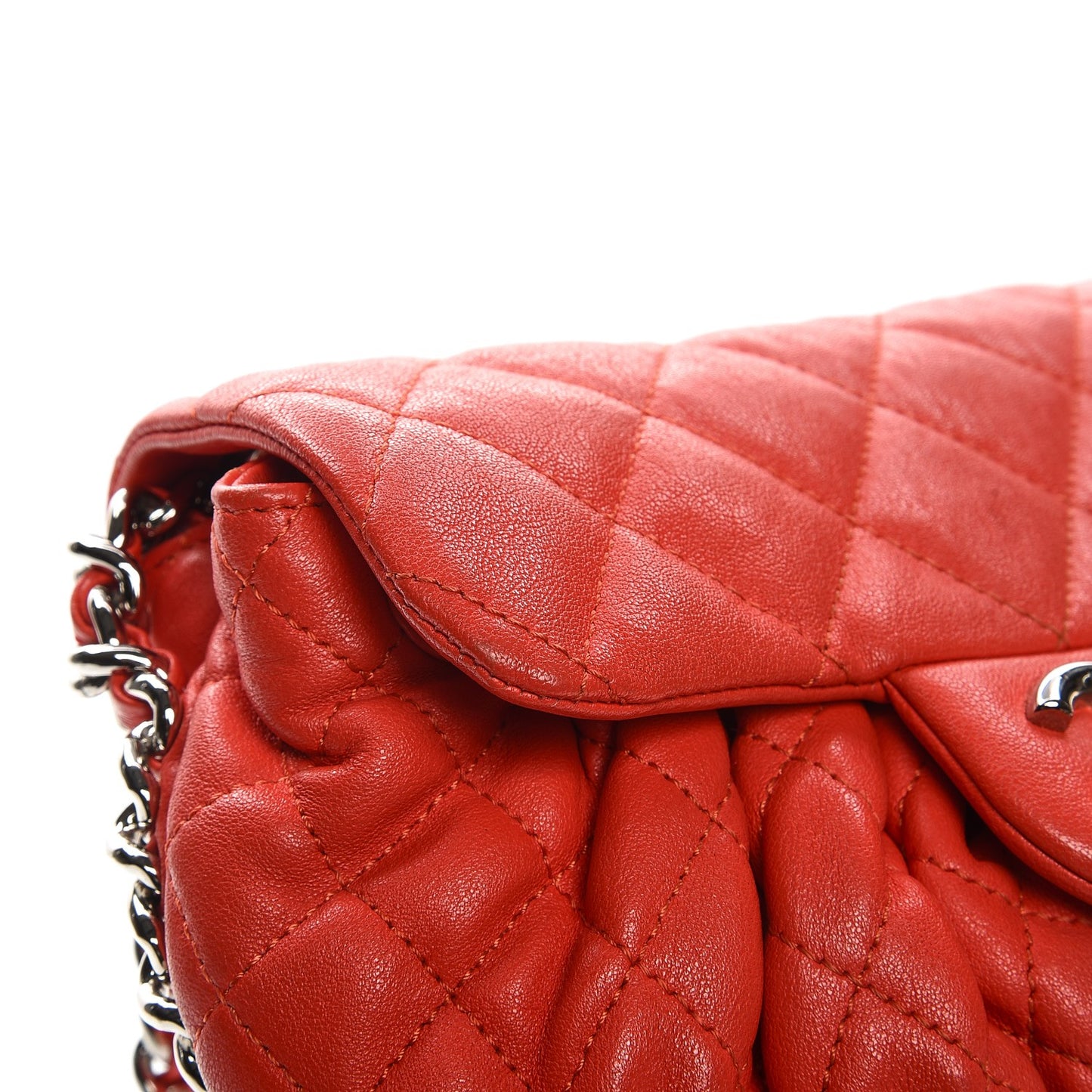 Washed Lambskin Mini Chain Around Messenger Red