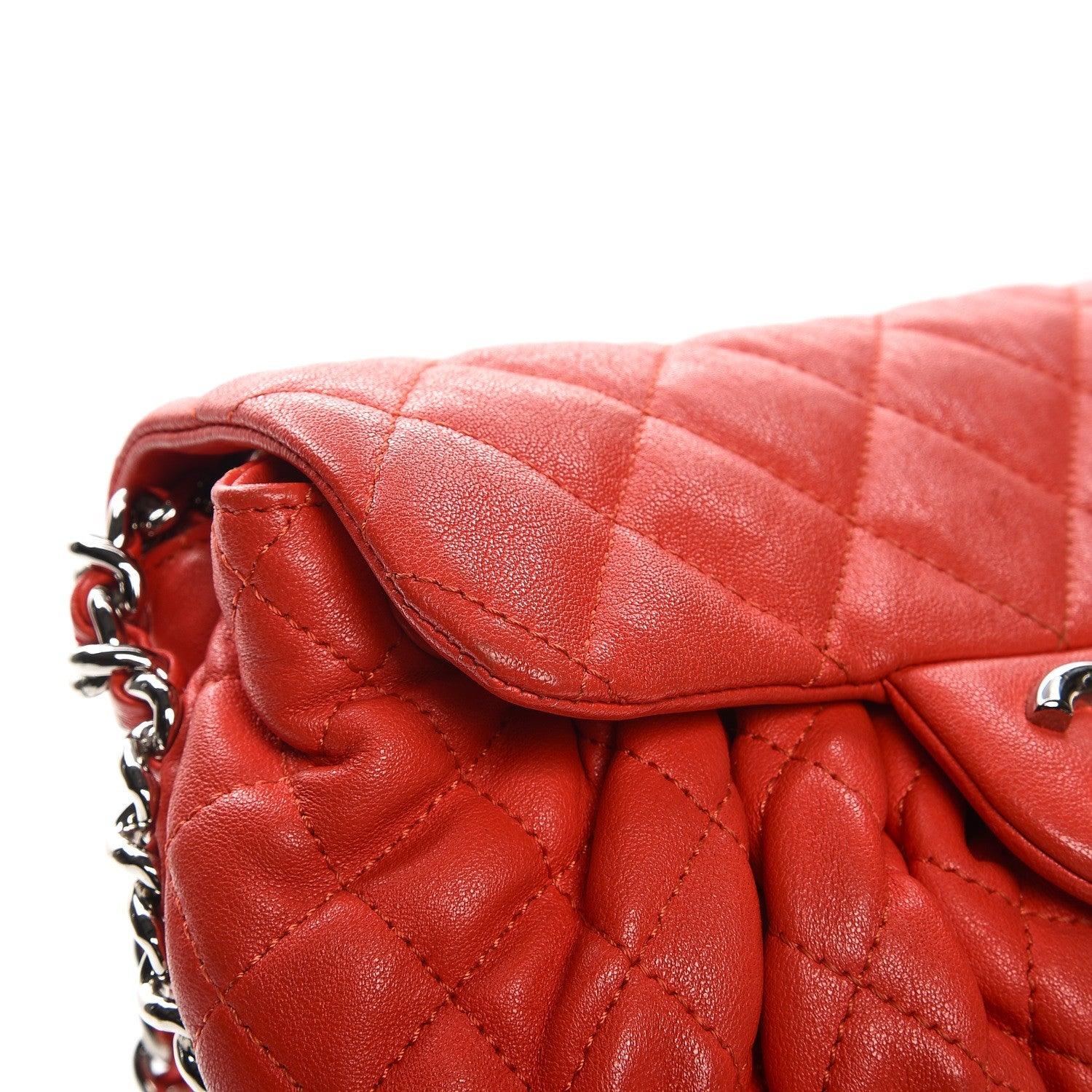 Chanel Washed Lambskin Mini Chain Around Messenger Red 10 of 10