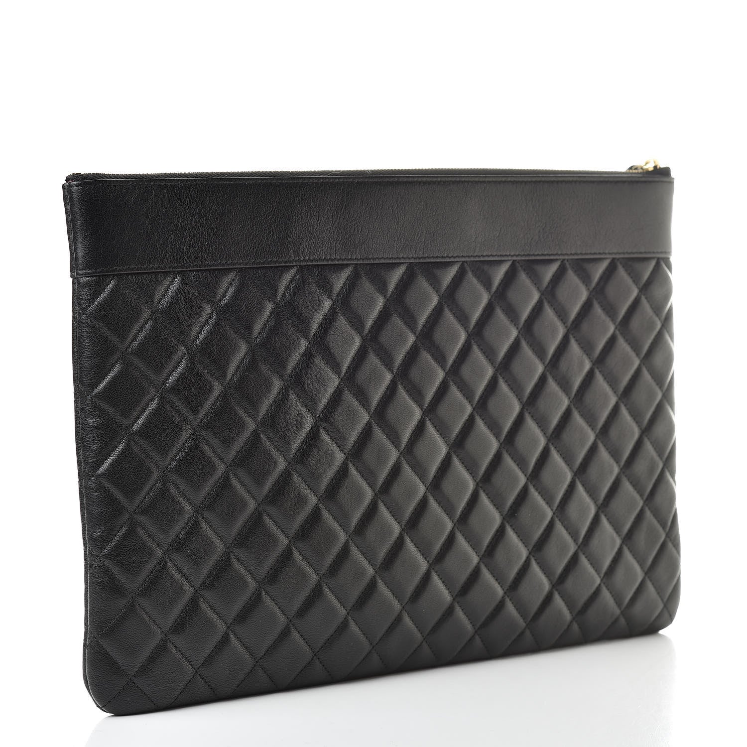 Chanel Lambskin Quilted Large Vintage Mademoiselle Cosmetic Case Black 3 of 7