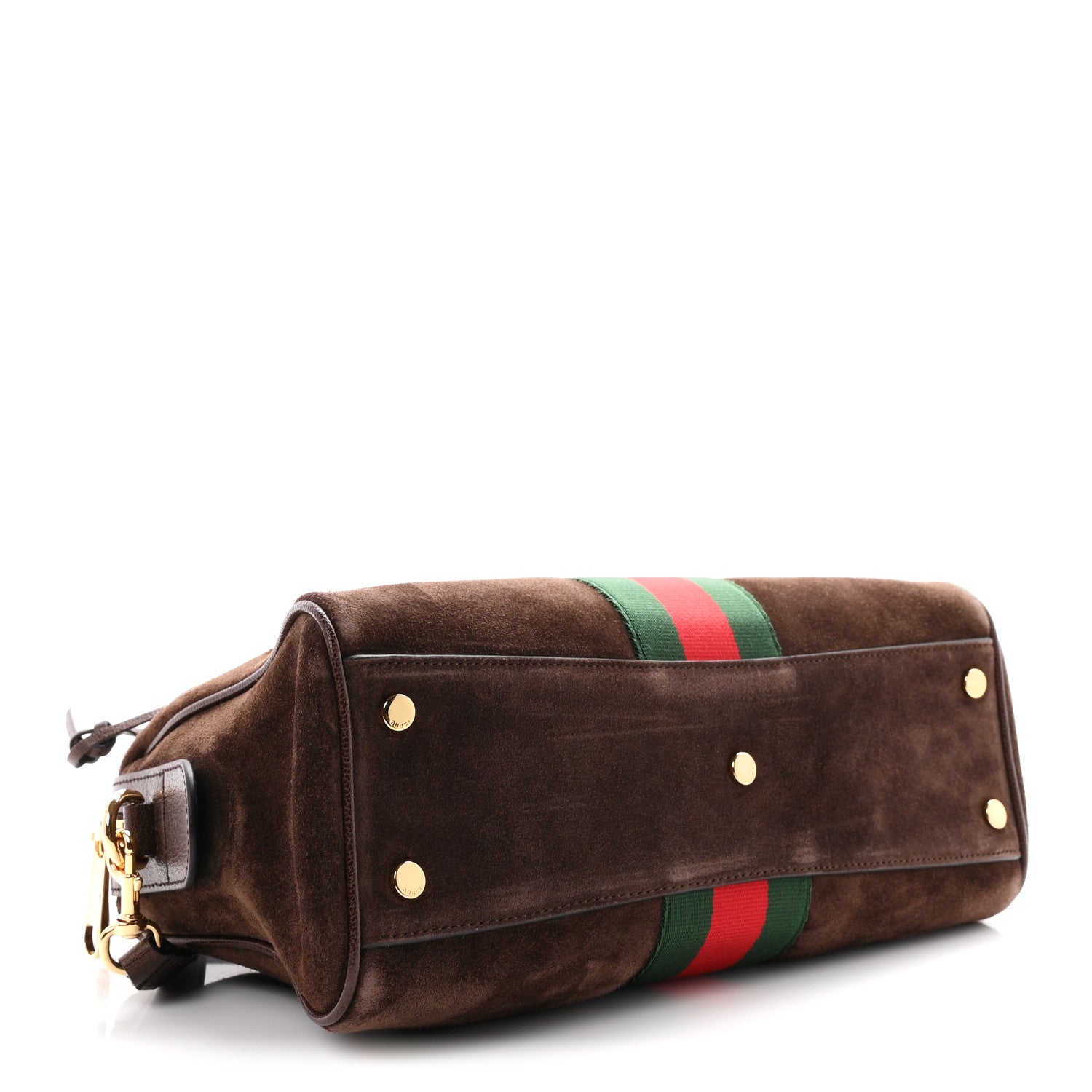 Gucci Suede Web Medium Borsetto Boston Dark Brown 4 of 10