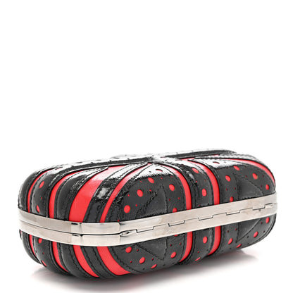 Alexander McQueen Patent Calfskin Britannia Skull Box Clutch Red Black 4 of 6