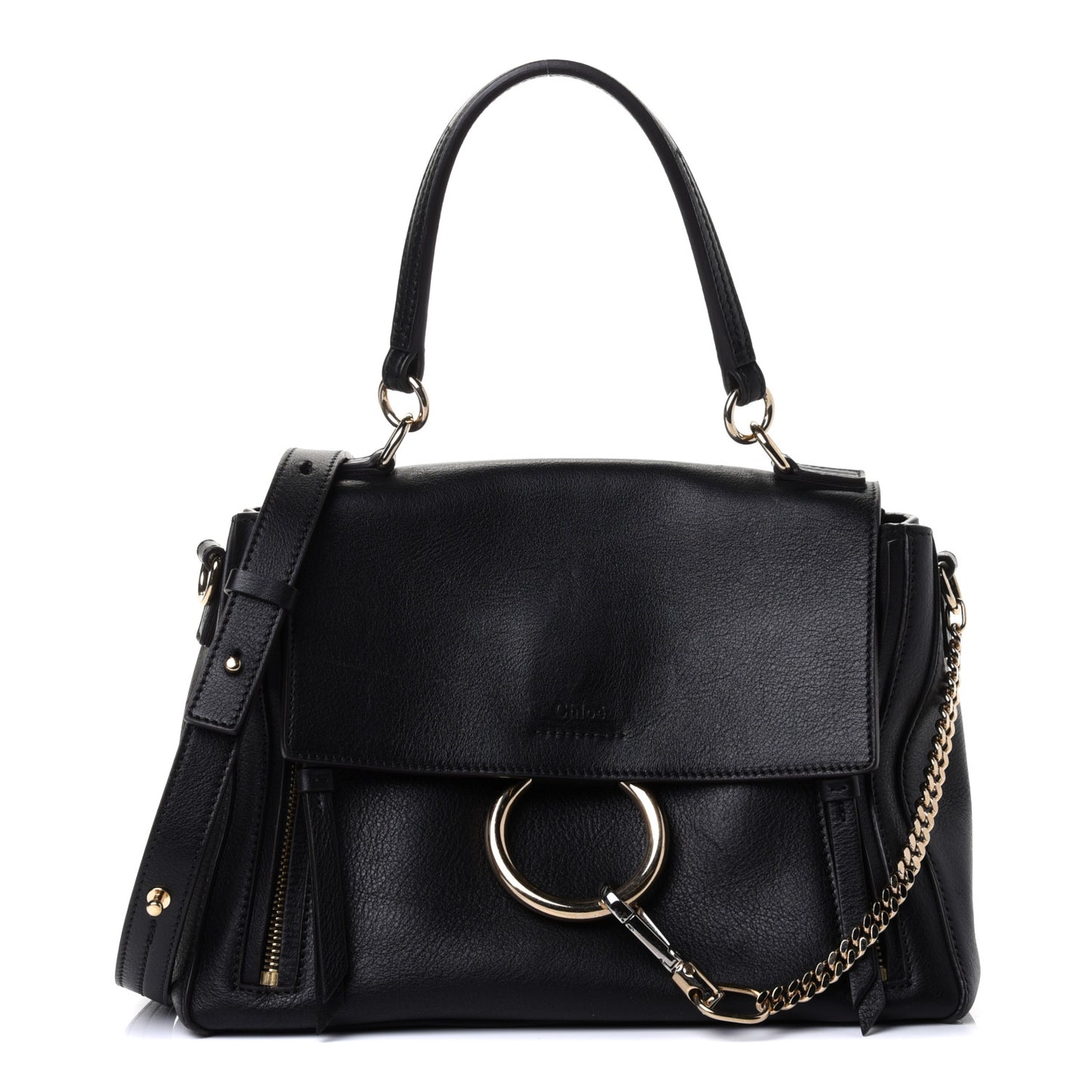 Calfskin Medium Faye Day Shoulder Bag Black