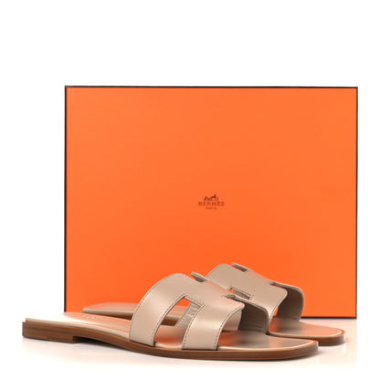 Hermes Box Calfskin Oran Sandals 38.5 Camel 10 of 10