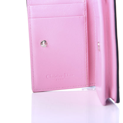 Christian Dior Lambskin Cannage Bi-Color Small Lady Dior Flap Card Holder Black Pink 6 of 6