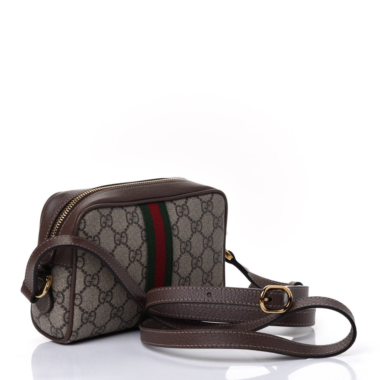 GG Supreme Monogram Web Mini Ophidia Shoulder Bag Brown