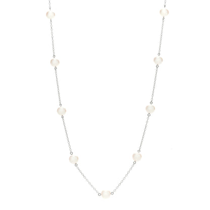 Mikimoto 18K White Gold Akoya Cultured Pearl 6.5mm Station Necklace 1 of 6