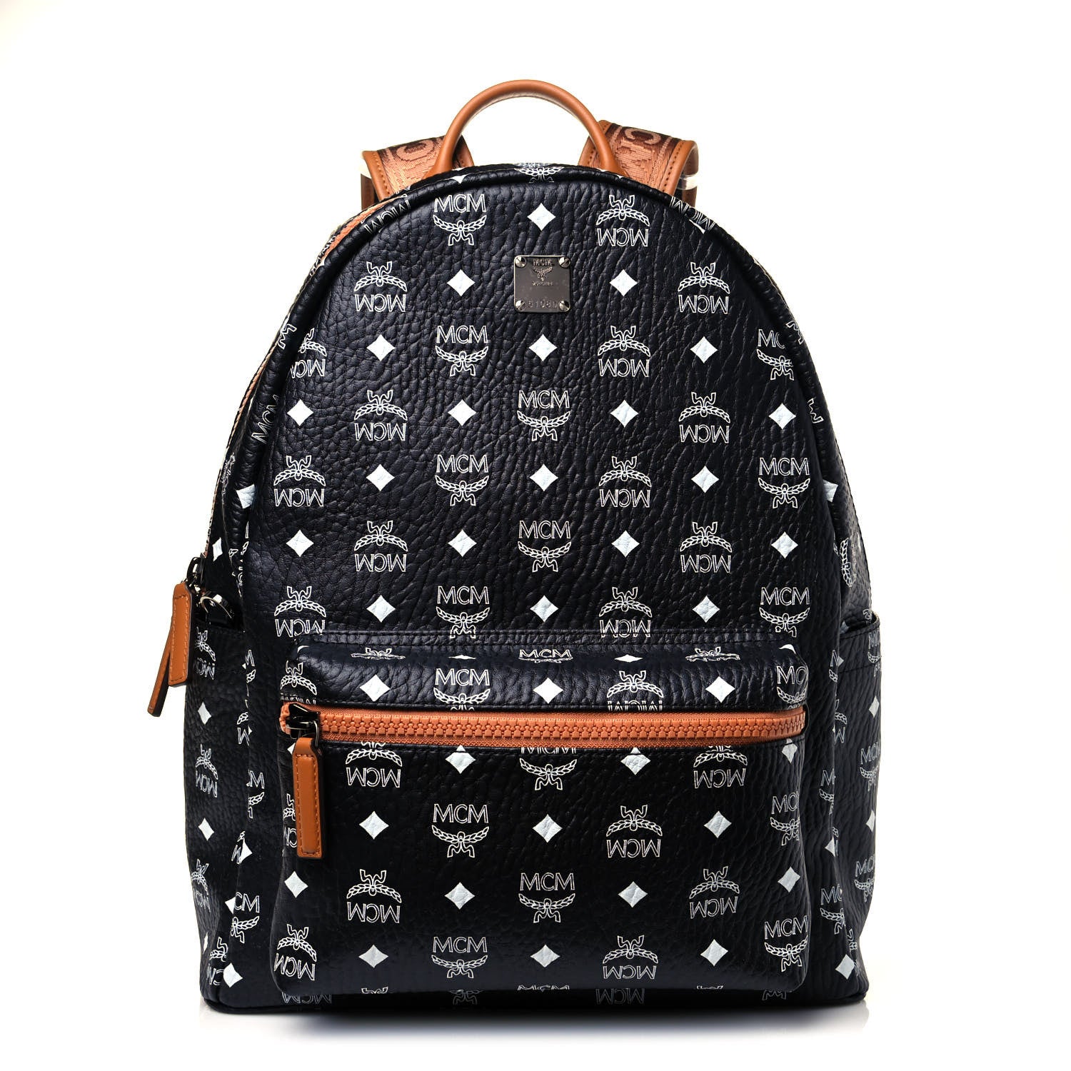 MCM Visetos Medium Stark Backpack Black Cognac 1 of 11