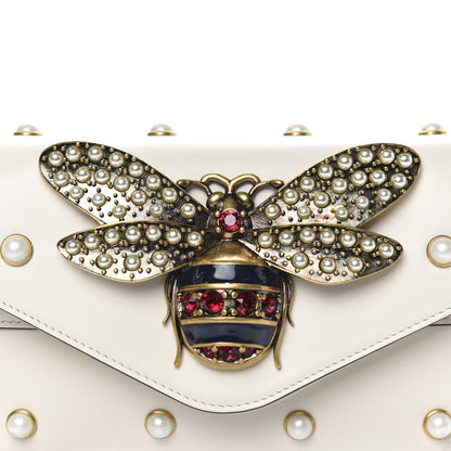 Gucci Nappa Pearl Studded Mini Queen Margaret Broadway Shoulder Bag Mystic White 8 of 11
