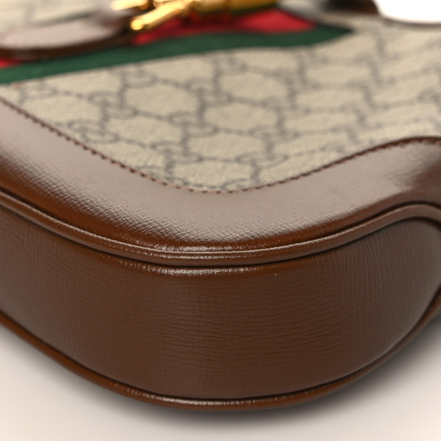 Gucci GG Supreme Monogram Azalea Calfskin Web Small Jackie 1961 Hobo Beige Ebony Brown Sugar 9 of 9