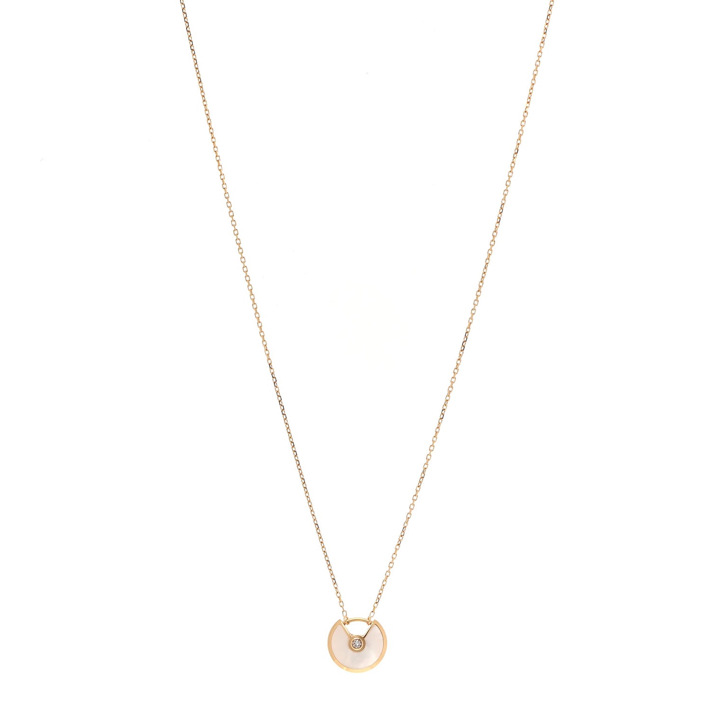 18K Yellow Gold Diamond Mother of Pearl XS Amulette de Cartier Pendant Necklace