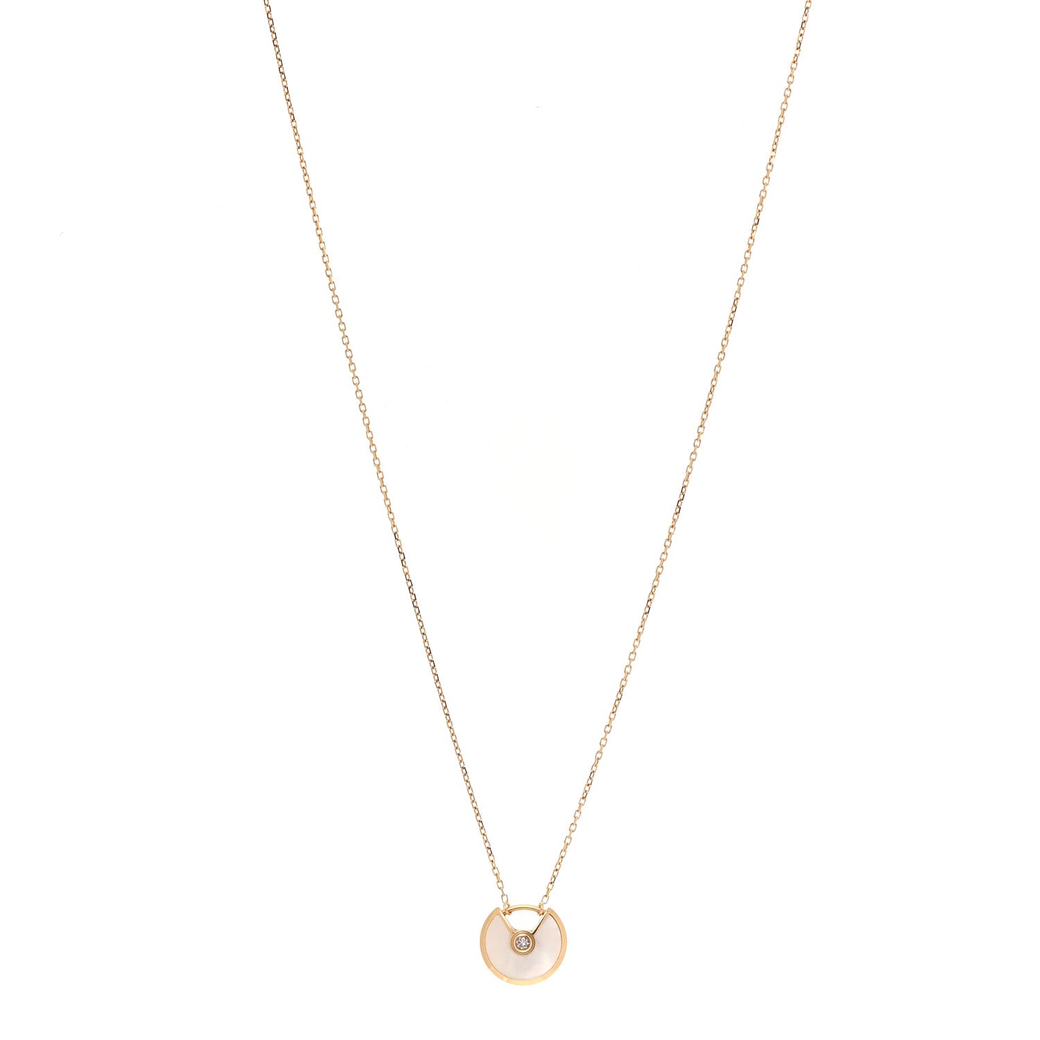 Cartier 18K Yellow Gold Diamond Mother of Pearl XS Amulette de Cartier Pendant Necklace 1 of 6