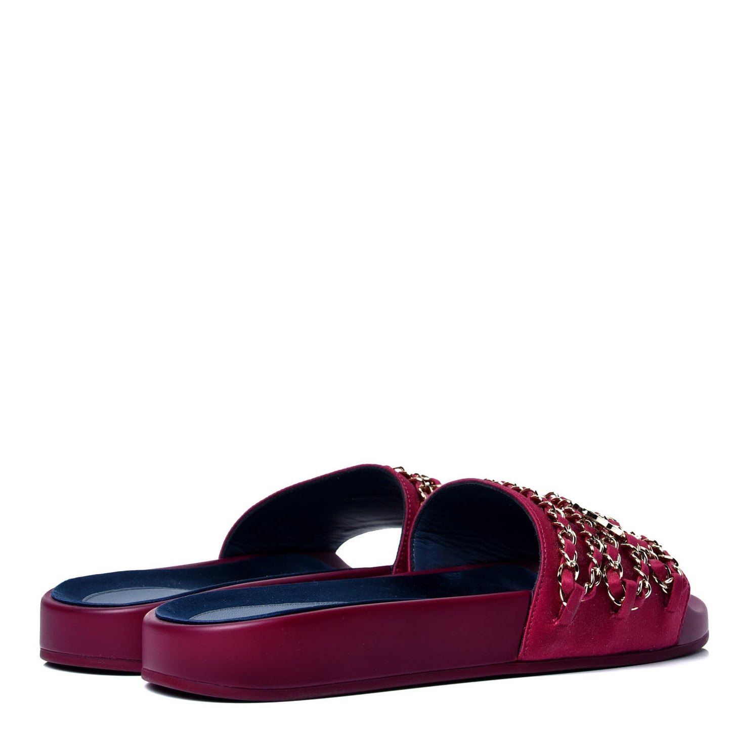 Satin Chain Flat Sandals 37 Dark Fuchsia