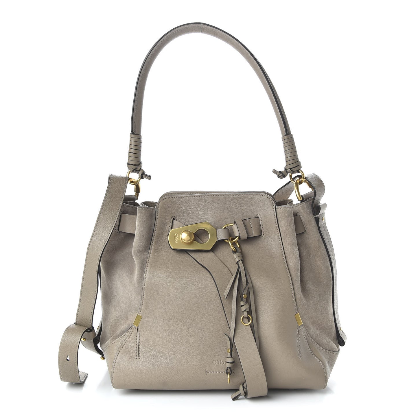 Suede Calfskin Medium Owen Bucket Bag Motty Grey