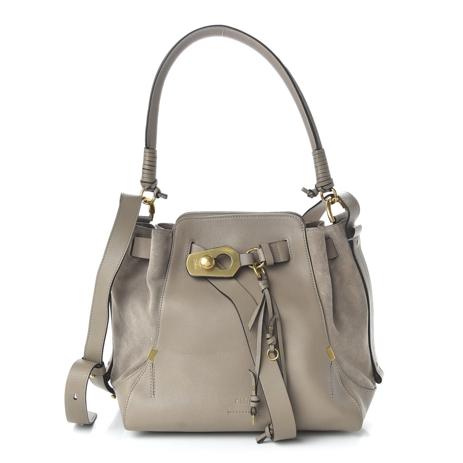 Chloe Suede Calfskin Medium Owen Bucket Bag Motty Grey 1 of 11
