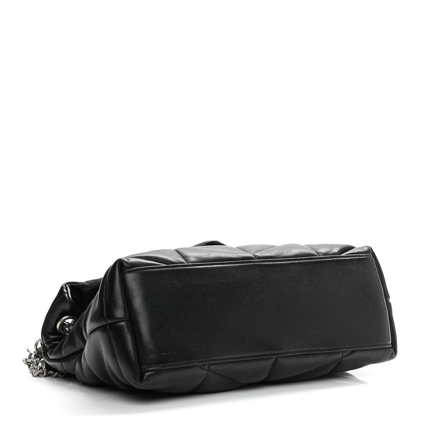 Lambskin Quilted Small Loulou Puffer Monogram Chain Satchel Black