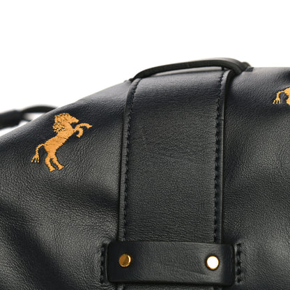 Chloe Smooth Calfskin Little Horses Embroidered Tao Zipped Tote Full Blue 12 of 13