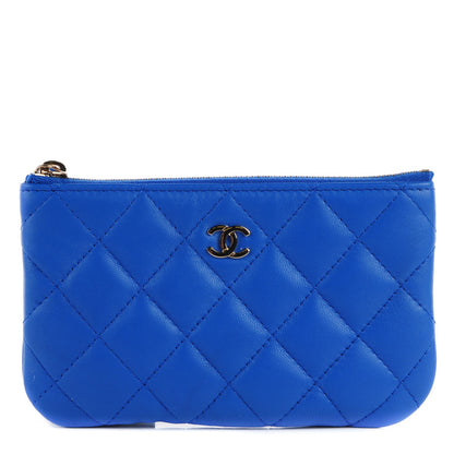Chanel Lambskin Quilted Coin Purse Case Blue 1 of 8