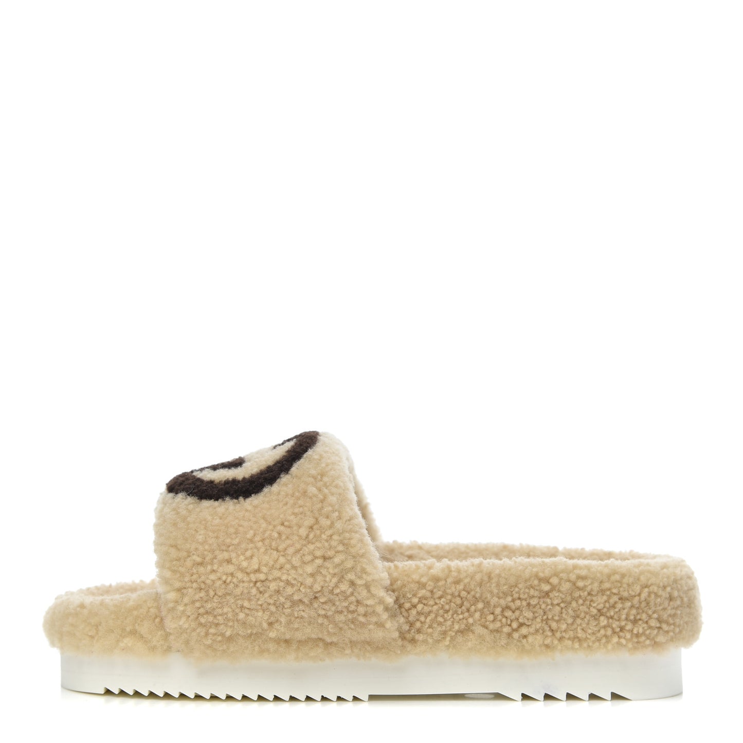 Merino Interlocking G Slide Sandals 37 Butterscotch Cocoa