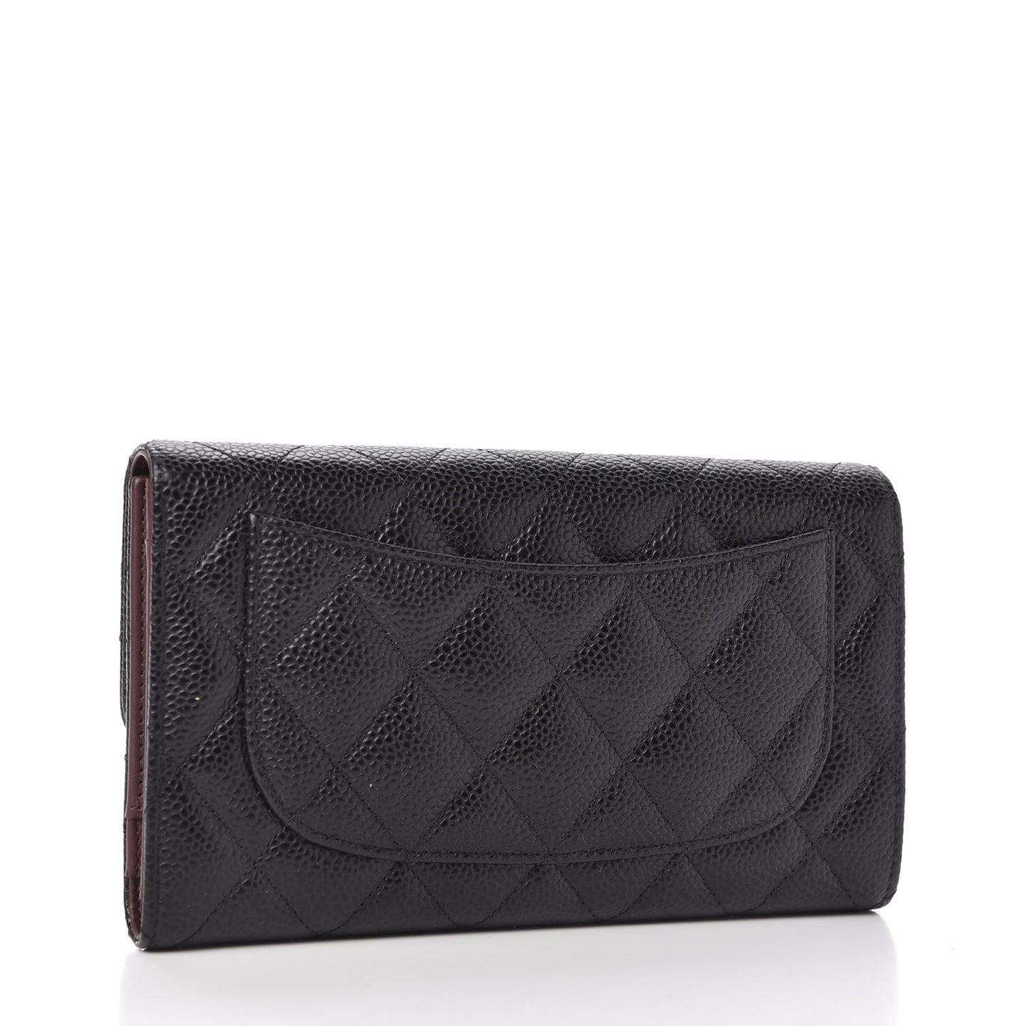 Caviar Quilted Large Flap Wallet Black