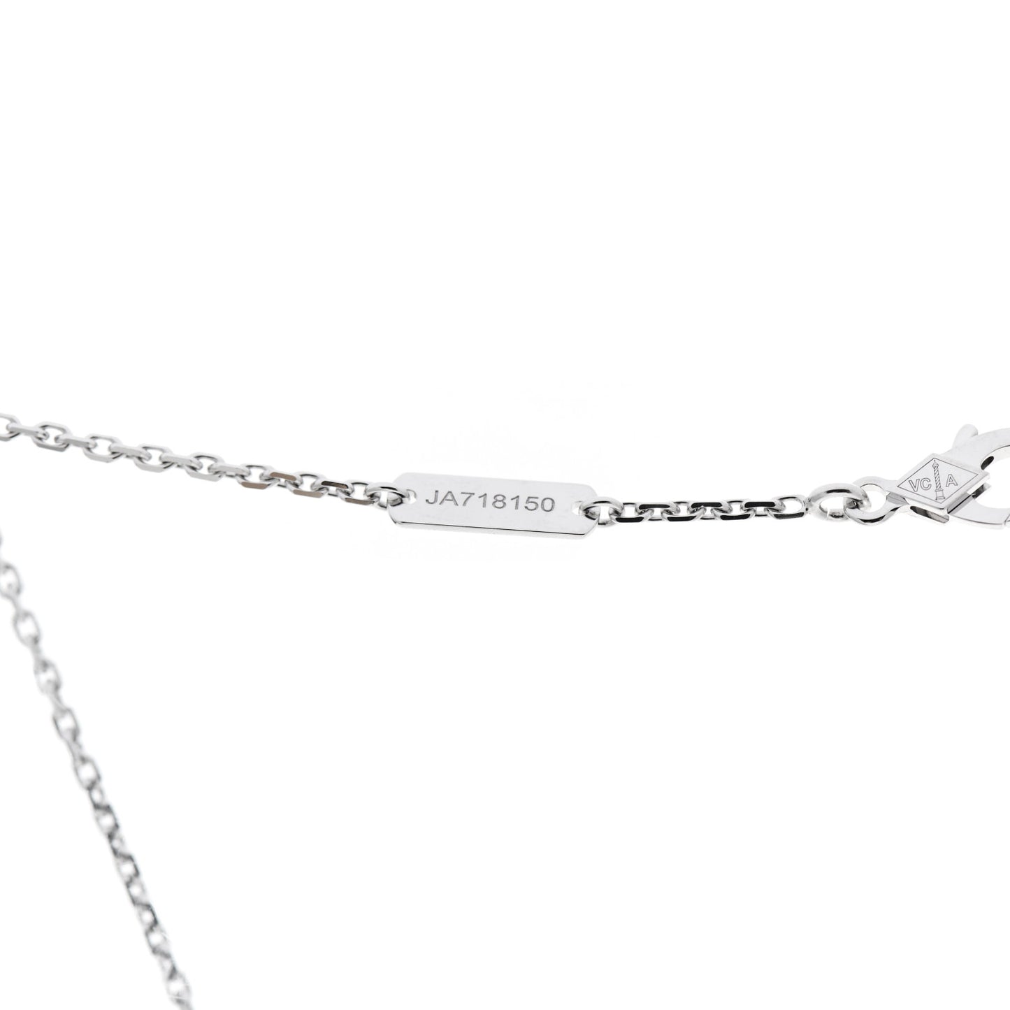 18K White Gold Diamond Vintage Alhambra Pendant Necklace