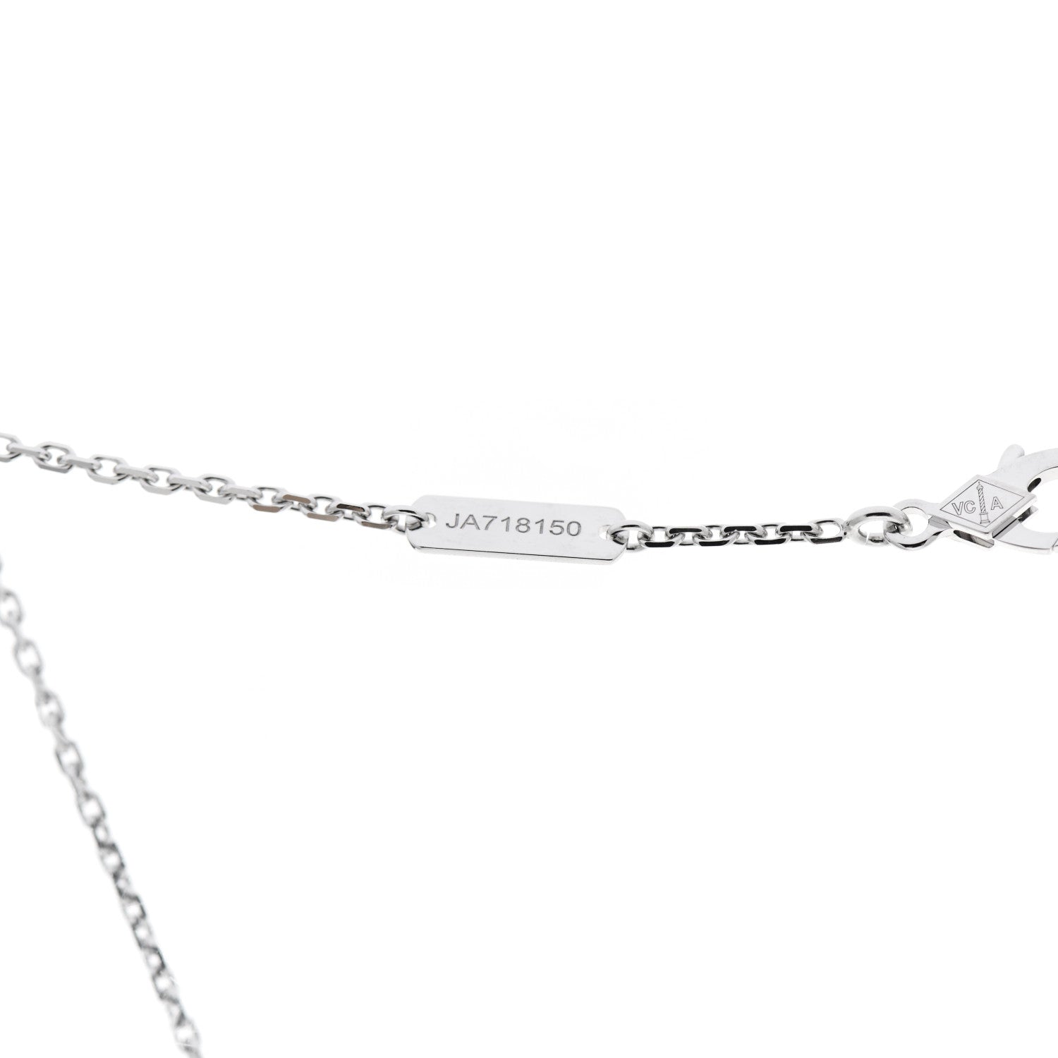 Van Cleef & Arpels 18K White Gold Diamond Vintage Alhambra Pendant Necklace 4 of 6