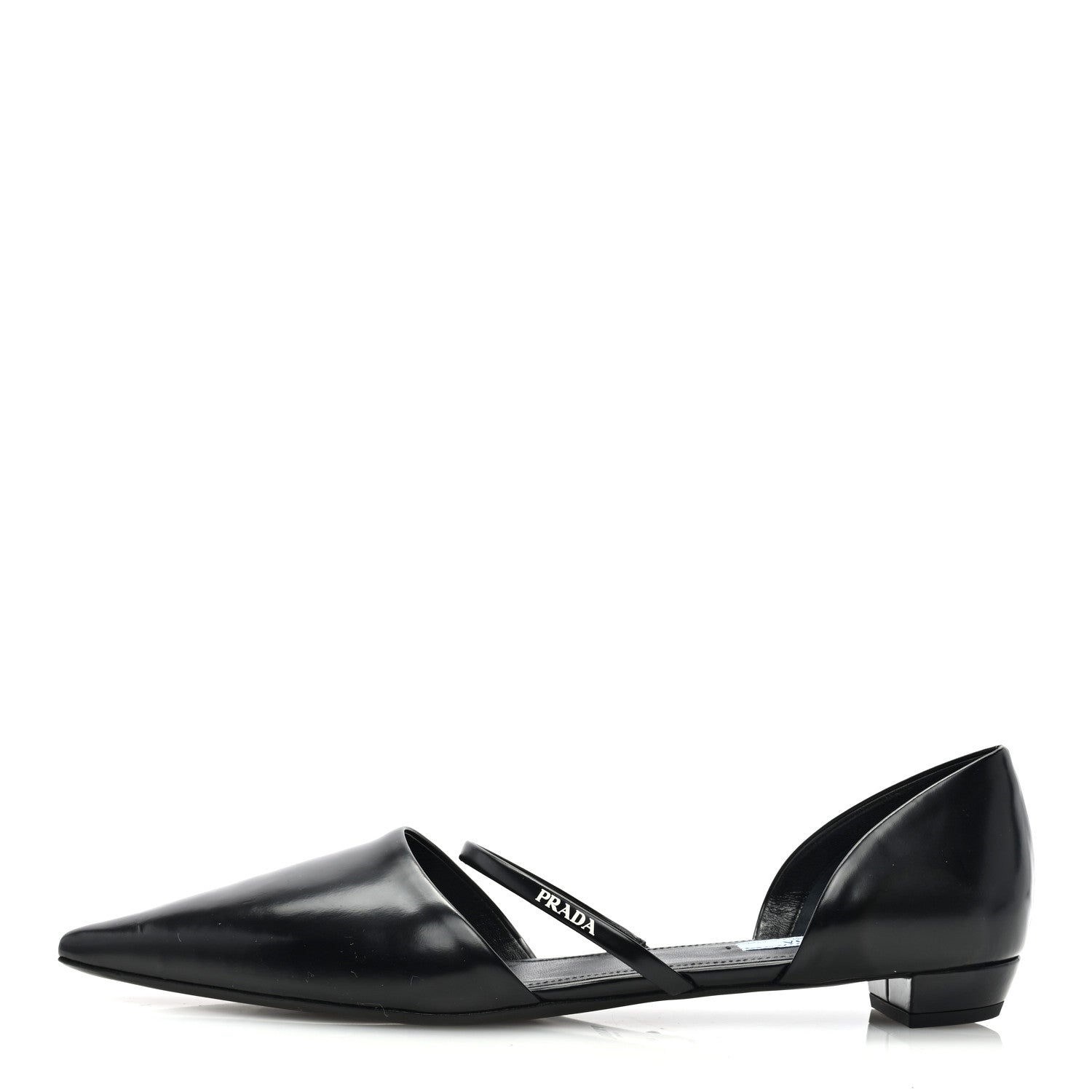 Prada Spazzolato Pointed Toe Ballet Flats 41 Black 1 of 7