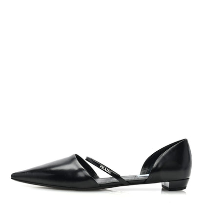 Prada Spazzolato Pointed Toe Ballet Flats 41 Black 1 of 7