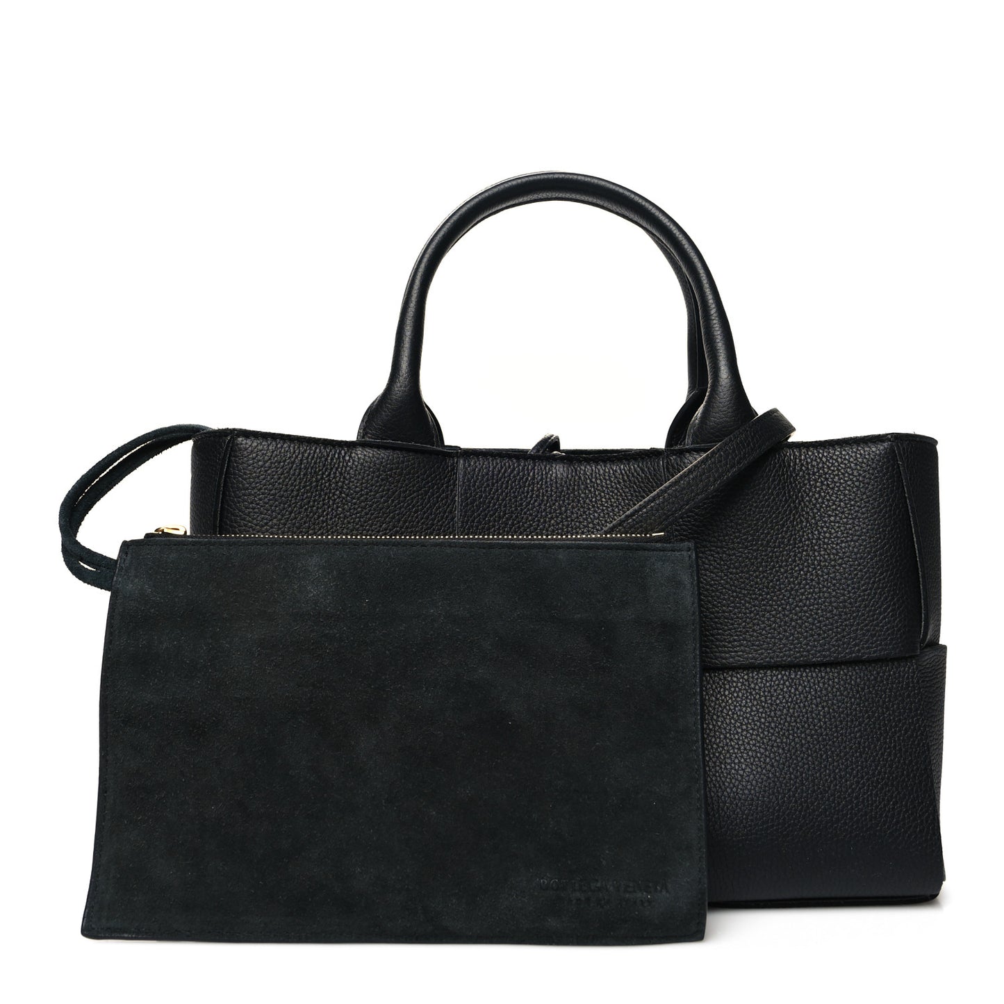 Grained Calfskin Maxi Intrecciato Mini Arco Tote Black