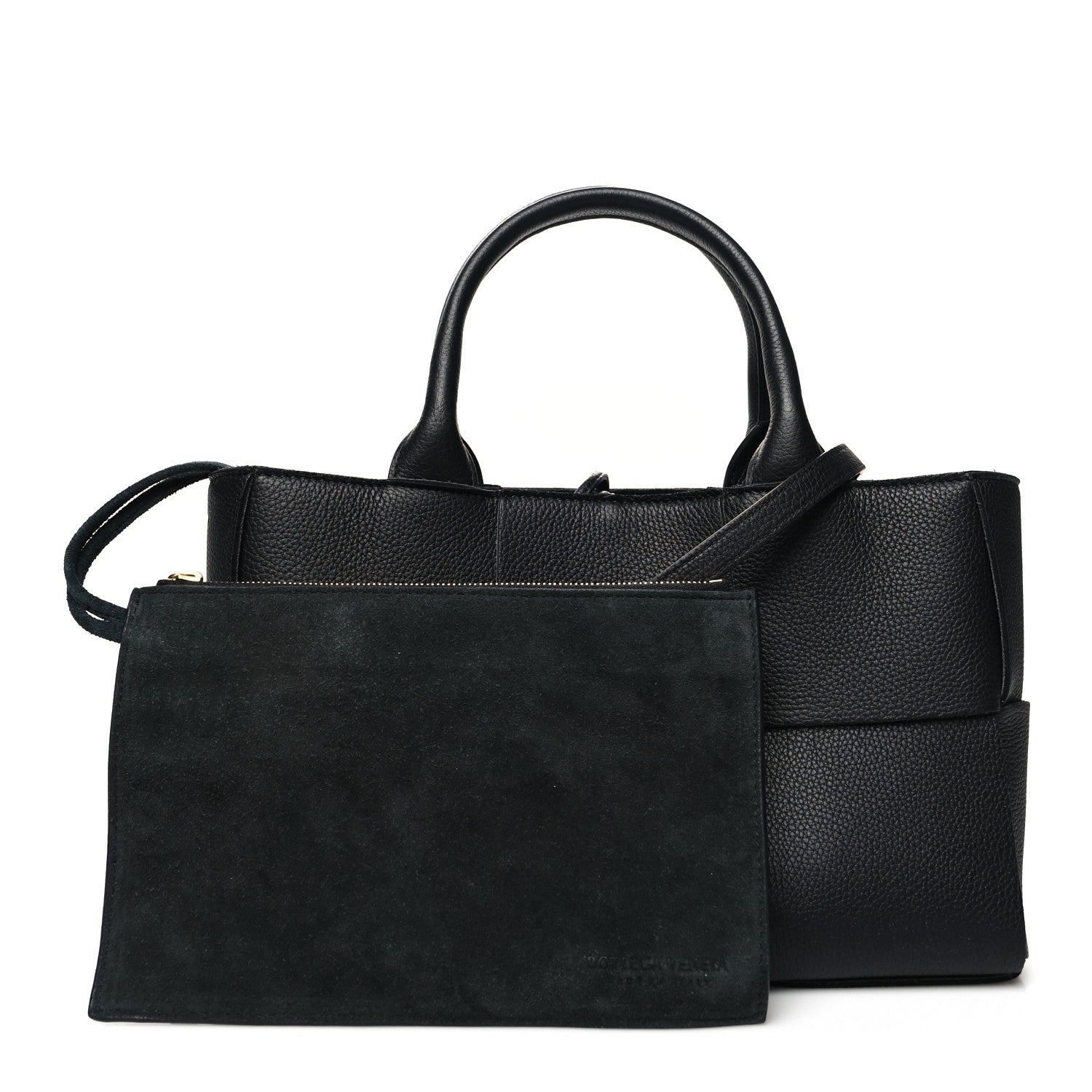Bottega Veneta Grained Calfskin Maxi Intrecciato Mini Arco Tote Black 1 of 11