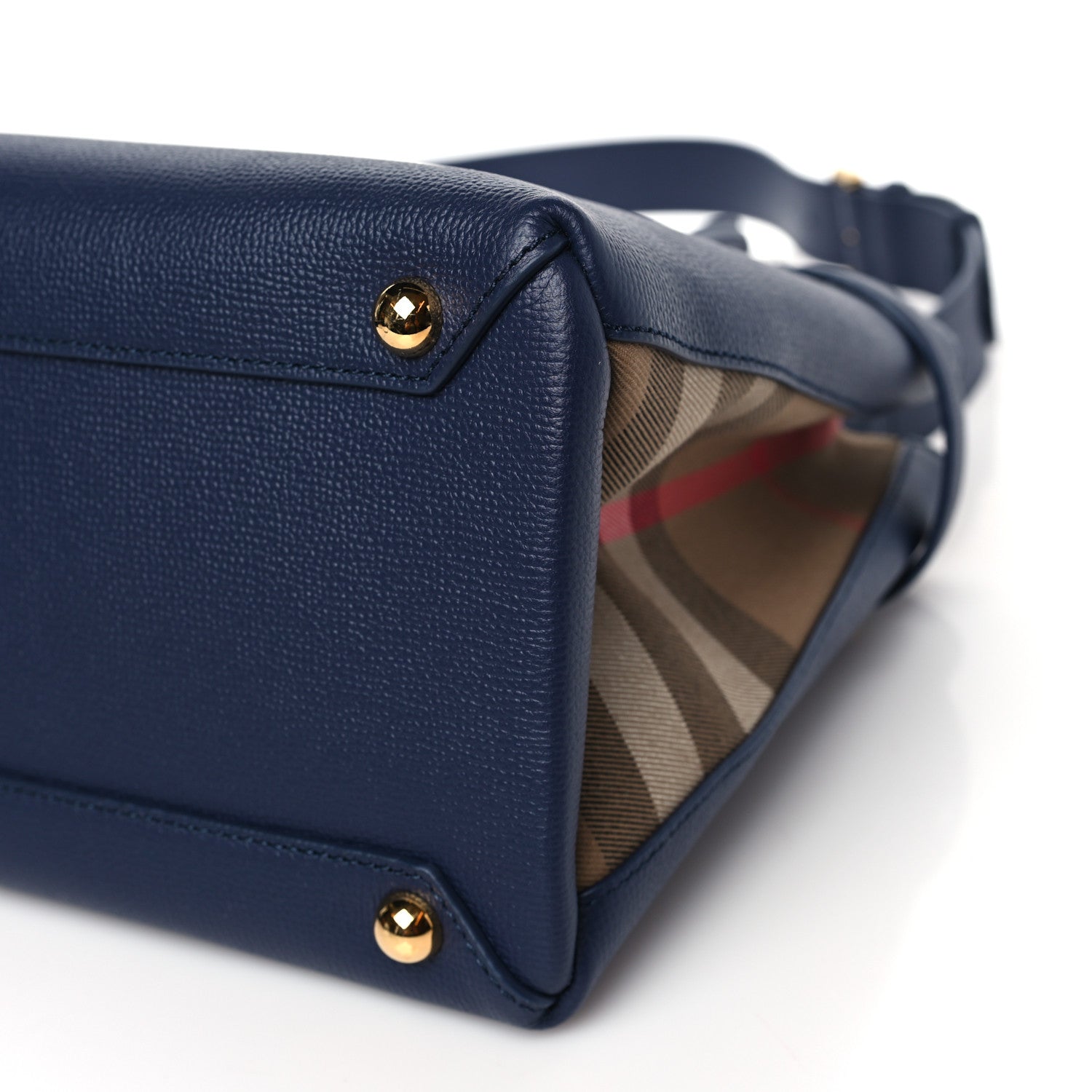 Burberry Derby Calfskin Vintage Check Medium Banner Tote Regency Blue 8 of 8