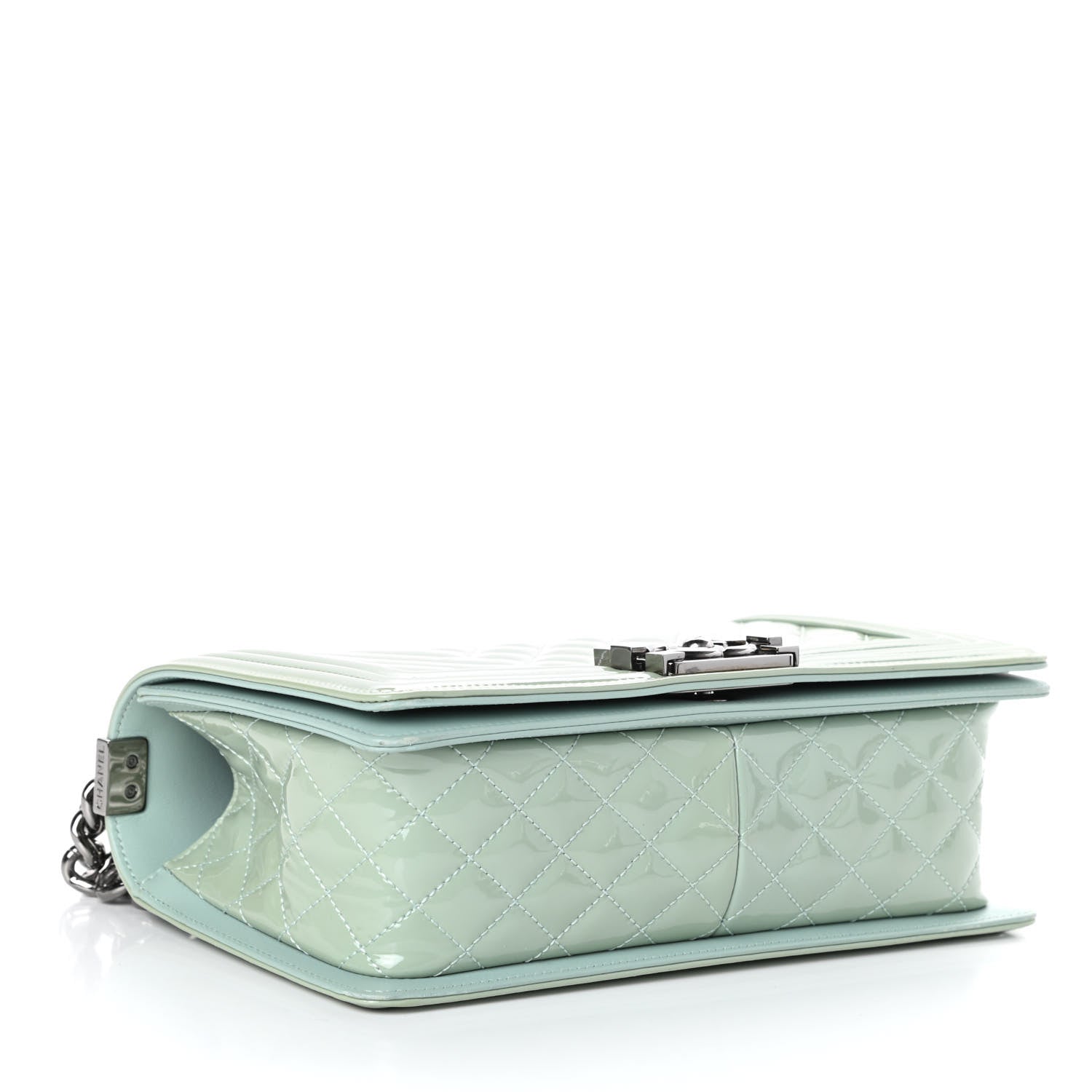 Chanel Patent Chevron Quilted Medium Boy Flap Green 4 of 10