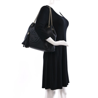 Gucci Pebbled Calfskin Medium Soho Chain Shoulder Bag Black 2 of 9