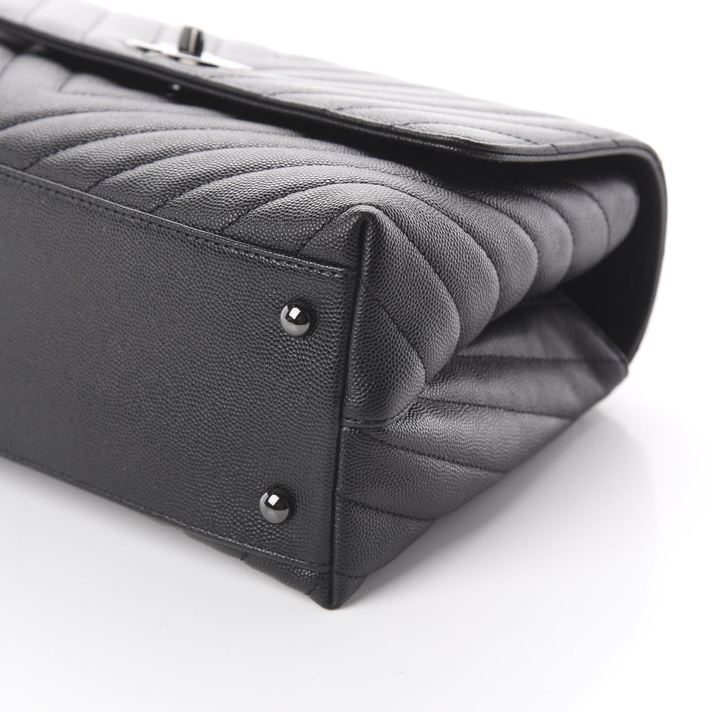 Caviar Chevron Quilted Small Coco Handle Flap So Black