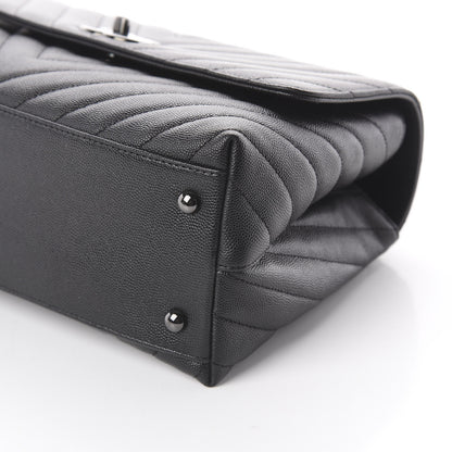Chanel Caviar Chevron Quilted Small Coco Handle Flap So Black 6 of 8
