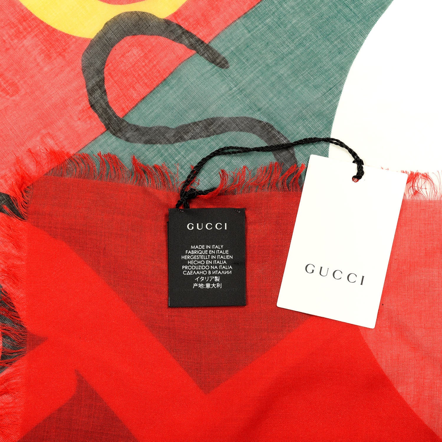 Gucci Modal Silk Coco Capitan Logo Square Scarf Flame 3 of 3