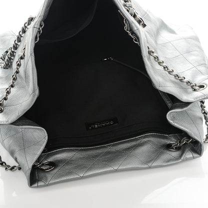 Chanel Metallic Calfskin Quilted Small Drawstring Bag Silver 5 of 7
