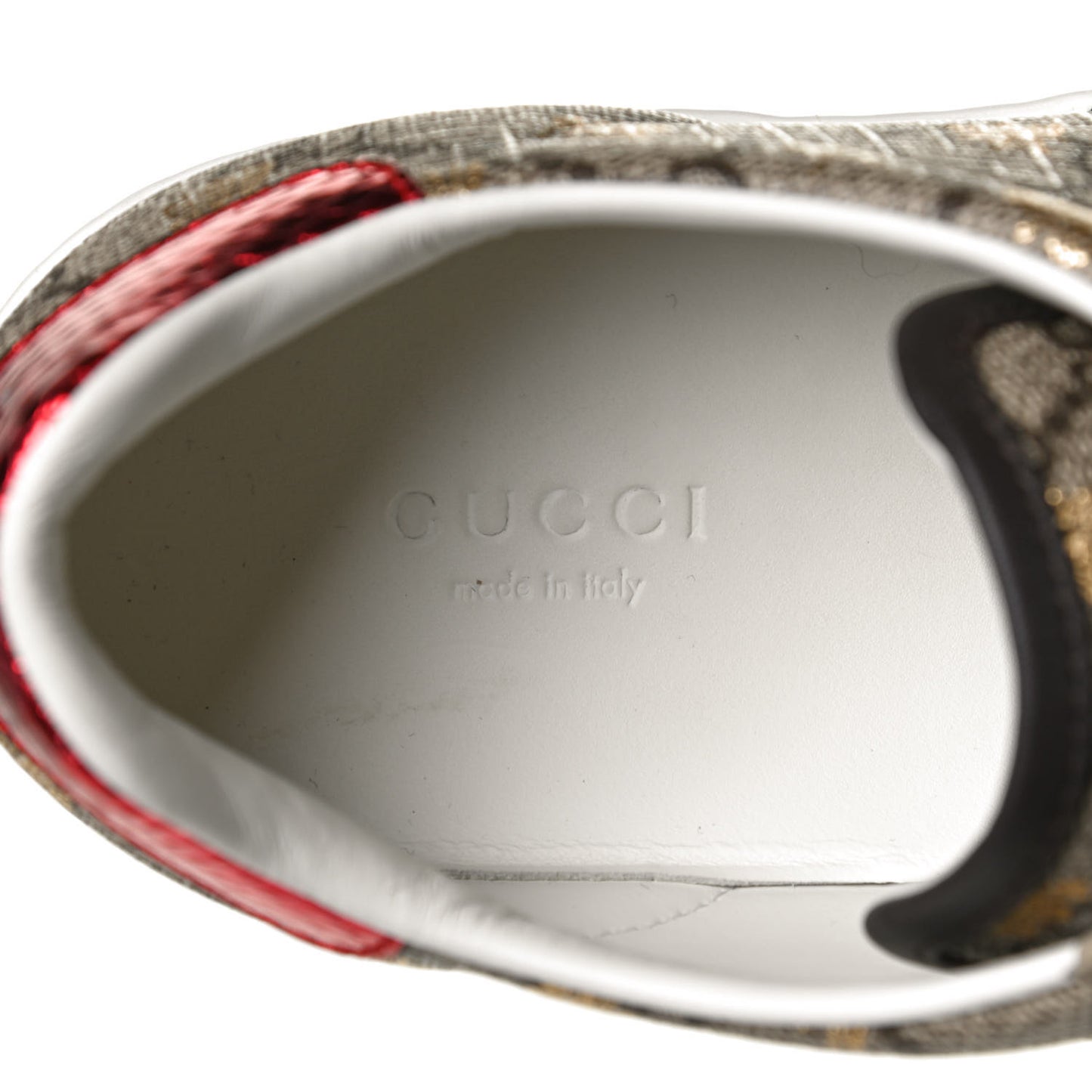 GG Supreme Monogram Bees Ayers Web Womens Ace Sneakers 37.5 Beige Oro Green Red