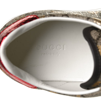 Gucci GG Supreme Monogram Bees Ayers Web Womens Ace Sneakers 37.5 Beige Oro Green Red 10 of 11