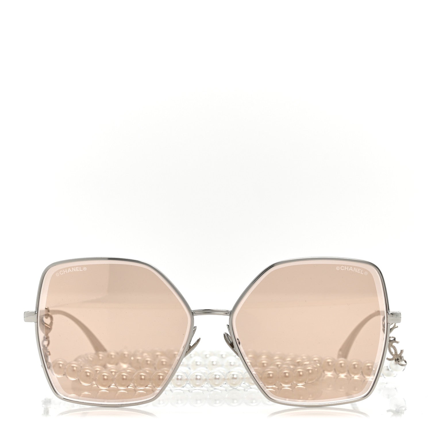 Chanel Butterfly Removable Pearl Chain Sunglasses 4262 Silver Brown 2 of 8