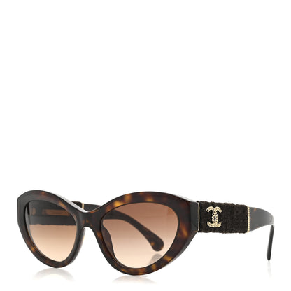 Chanel Acetate Tweed Wool CC Chain Sunglasses 5513 Tortoise 1 of 7