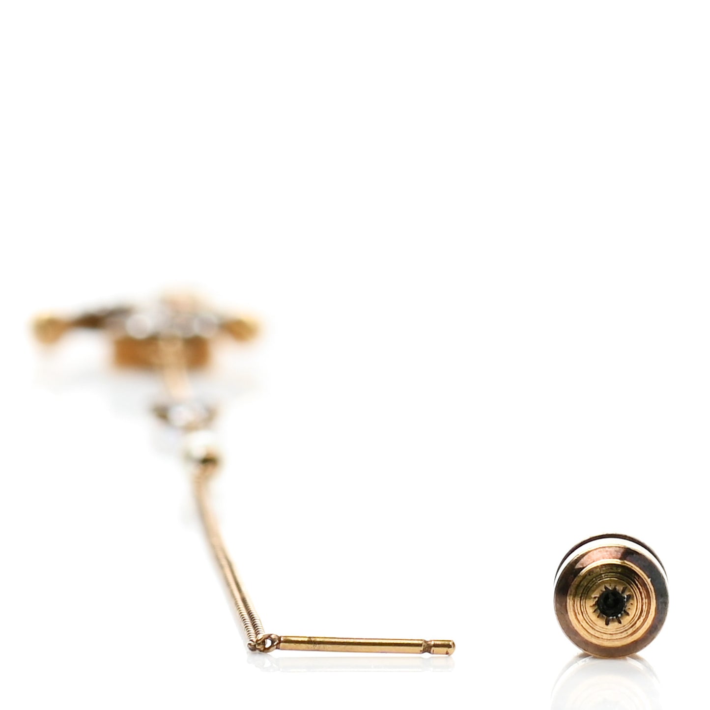 Pearl Crystal Interlocking G Single Anchor Heart Earring