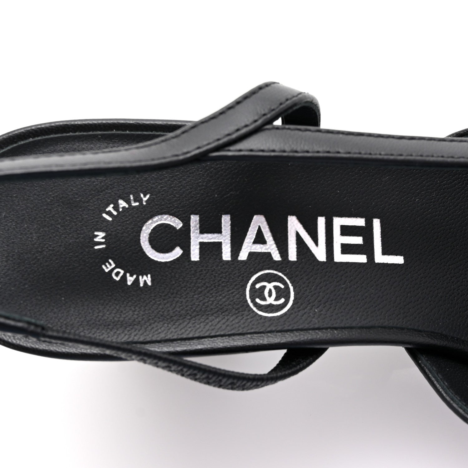 Chanel Lambskin Cap Toe CC Slingback Pumps 35.5 Black Dark