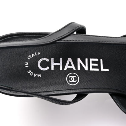Chanel Lambskin Cap Toe CC Slingback Pumps 35.5 Black Dark Grey 8 of 10