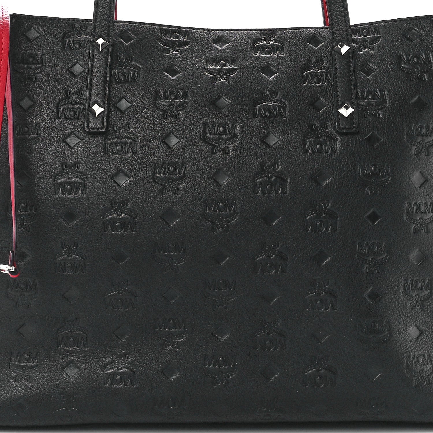 MCM Calfskin Ottomar Monogram Medium Klara Shopper Tote Black 8 of 11